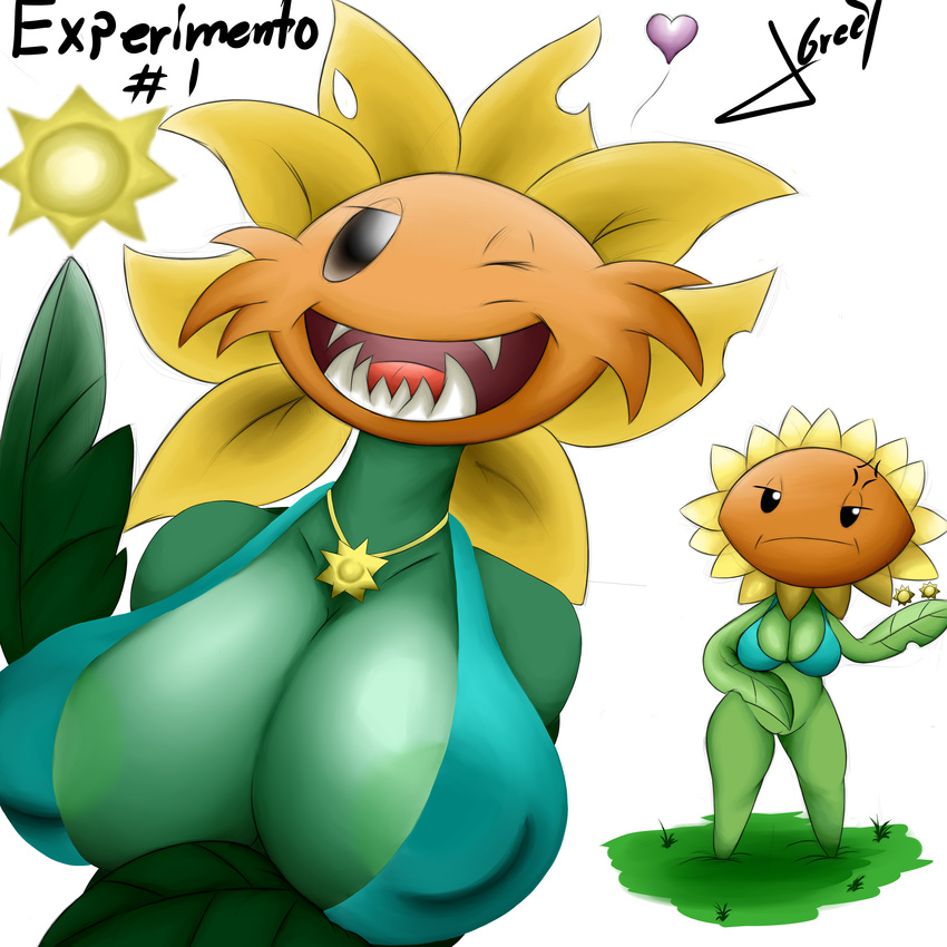 2017 anthro big_breasts breasts duo female flora_fauna flower green_pussy not_furry parody plant plants_vs_zombies pussy sunflower sunflower_(plant_vs_zombies) tagme toony video_games