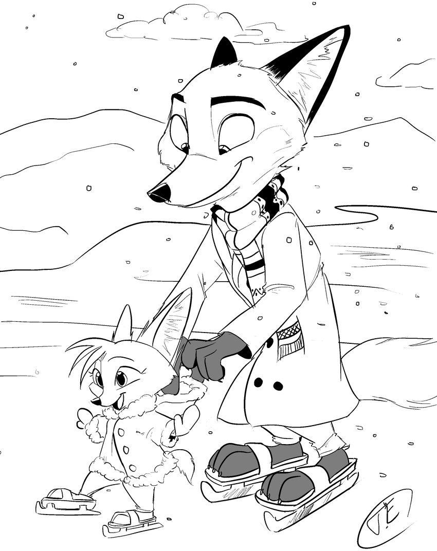 2017 anthro canine cub daughter disney duo fan_character father father_and_daughter female fox fur hi_res isabelle_wilde male mammal nick_wilde oggzz parent sketch toony young zootopia