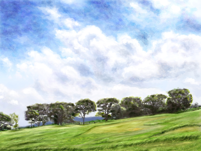 cloud day grass landscape no_humans outdoors scenery sky t-3_design tree
