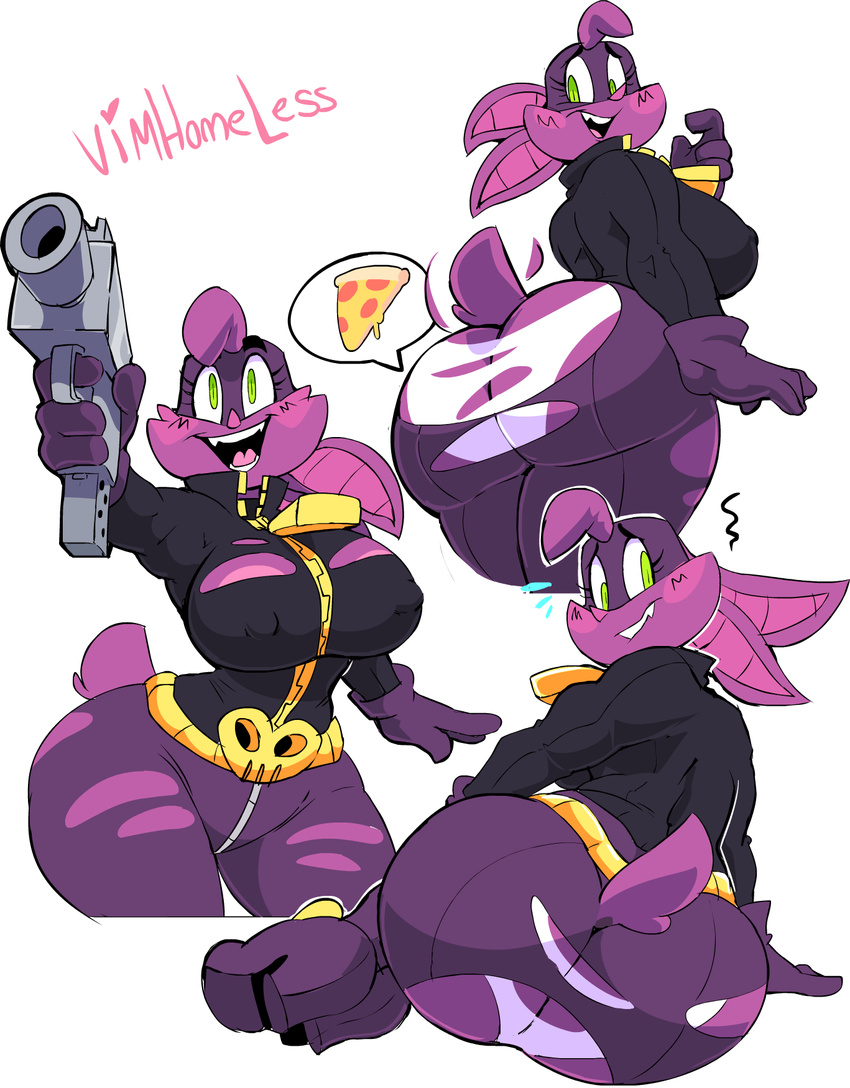 2017 anthro areola_slip bat batgirl_(vimhomeless) big_breasts big_butt breasts butt butt_focus clothed clothing female food green_eyes gun handgun hi_res huge_butt looking_back mac-10 mammal mask multiple_poses panties pistol pizza pose ranged_weapon rearviwe skimpy skull solo super_planet_dolan superhero torn_clothing underwear vimhomeless weapon wide_hips