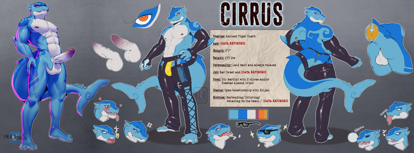 &lt;3 4_fingers 4_toes abs absurd_res anger_vein angry anthro anus arm_markings arm_warmers armwear back_markings back_muscles backsack balls barefoot biceps big_biceps big_muscles big_penis biped blue_body blue_markings blue_tail blush bubble bulge butt cirrus_(xp) clenched_teeth clothed clothing countershade_face countershade_torso countershading cross_section digital_media_(artwork) dorsal_fin drooling empty_eyes english_text erection expressions eye_markings eyes_closed eyewear facial_markings feet fin fin_piercing fish foreskin front_view furgonomics furry-specific_piercing garter glans grin hands_on_hips hi_res humanoid_feet humanoid_hands humanoid_penis leg_markings looking_at_viewer looking_away looking_back looking_up low-angle_view male manly marine markings model_sheet multicolored_body multicolored_penis multiple_images muscular muscular_male navel nipples nlr_domain nude obliques open_mouth open_smile orange_eyes pecs penis piercing plantigrade pose purple_nipples purple_penis quads rear_view retracted_foreskin rubber saliva seductive serratus shaded shark shine shocked signature simple_background sleeping smile soft_shading solo sound_effects standing sunglasses surprise tail_fin tail_markings teeth text textured_background toes tongue tongue_out two_tone_penis two_tone_tail uncut vein veiny_penis white_balls white_body white_countershading white_penis zzz