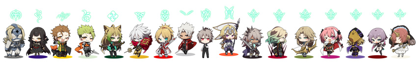 6+girls absurdres achilles_(fate) ahoge amakusa_shirou_(fate) animal_ears astolfo_(fate) atalanta_(fate) avicebron_(fate) balmung_(fate/apocrypha) beard black_hair blonde_hair blue_eyes blush braid cat_ears chiron_(fate) clarent commentary_request dark_skin facial_hair fate/apocrypha fate_(series) frankenstein's_monster_(fate) hair_ornament headpiece highres jack_the_ripper_(fate/apocrypha) jeanne_d'arc_(fate) jeanne_d'arc_(fate)_(all) karna_(fate) long_hair long_image looking_at_viewer mordred_(fate) mordred_(fate)_(all) multiple_boys multiple_girls open_mouth otoko_no_ko pink_hair pointy_ears ponita ponytail scar semiramis_(fate) short_hair sieg_(fate/apocrypha) siegfried_(fate) single_braid smile spartacus_(fate) sword very_long_hair vlad_iii_(fate/apocrypha) weapon white_hair wide_image william_shakespeare_(fate)