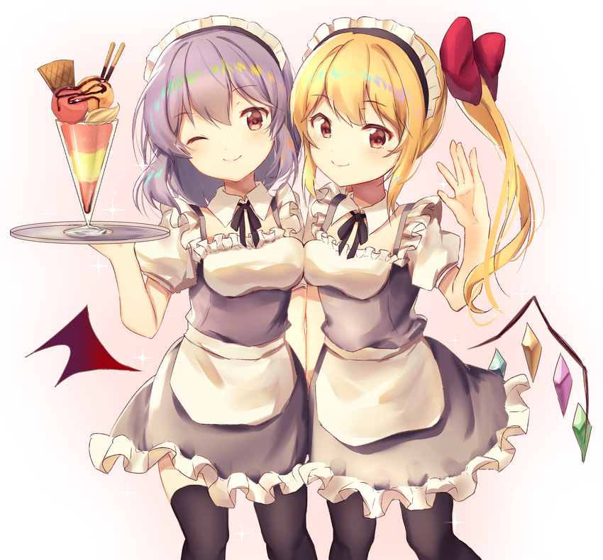 flandre_scarlet maid remilia_scarlet tagme thighhighs touhou waitress wings