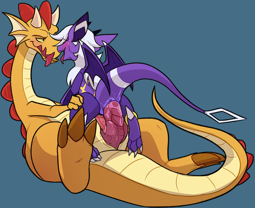 anal blitzdrachin blush chip_'n_dale_rescue_rangers cowgirl_position cum disney dragon dtz_(cdrr) duo fan_character knot male male/male neo_(character) on_top penis reptile scalie sex size_difference slightly_chubby wings