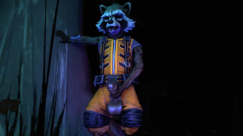 3d_(artwork) animated digital_media_(artwork) guardians_of_the_galaxy lavenchie_(artist) loop male mammal marvel masturbation penis procyonid raccoon rocket_raccoon solo source_filmmaker uncut