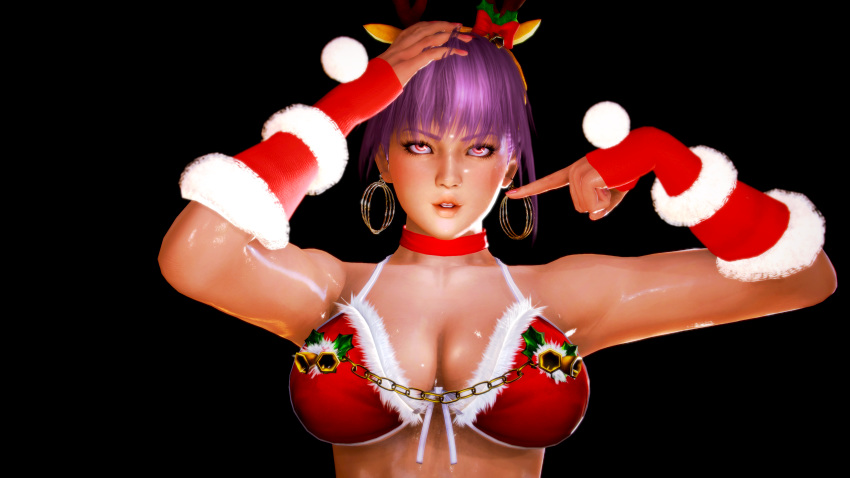 1girl 3d absurdres ayane_(doa) bikini breasts christmas dead_or_alive dead_or_alive_5 highres honey_select honeykai_(artist) illusion_soft swimsuit