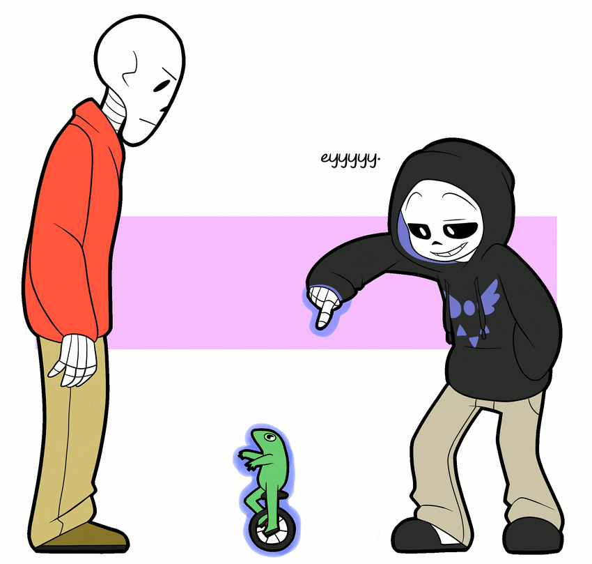 alternate_universe altertale amphibian animated animated_skeleton bone clothed clothing comic dat_boi friisans frog hi_res hoodie humor levitating male meme papyrus_(undertale) sans_(undertale) skeleton undead undertale video_games