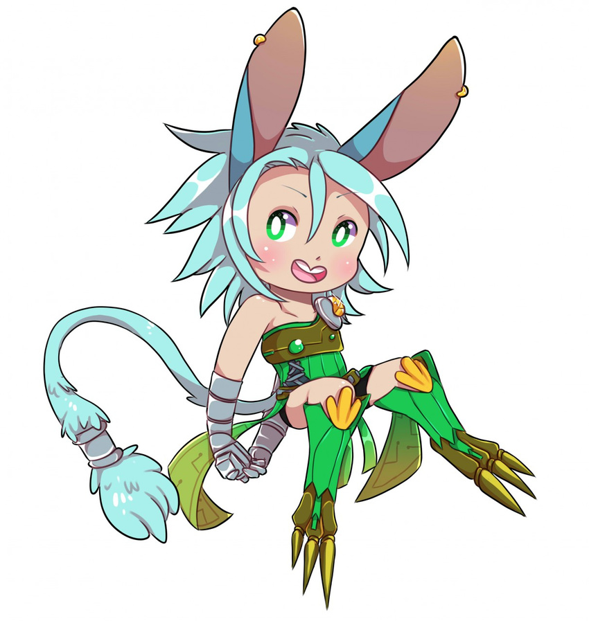 animal_humanoid aurin birbseeds chibi chimer_vesta clothed clothing female happy hi_res humanoid looking_at_viewer simple_background solo white_background wildstar