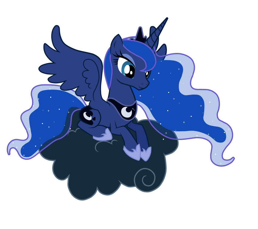 2012 alpha_channel cloud crown equine female feral friendship_is_magic hi_res horn horse maishida mammal my_little_pony pony princess_luna_(mlp) simple_background smile solo transparent_background winged_unicorn wings