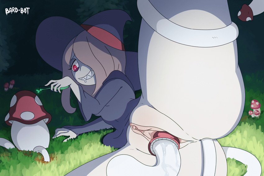 anal animated animated_gif bard-bot consensual_tentacles drooling grass grin hair_over_one_eye halloween hat leg_lift little_witch_academia long_hair mushroom object_insertion pink_hair pussy red_eyes sex sharp_teeth signature smile solo sucy_manbavaran teeth tentacles thick_thighs thighs uncensored vaginal vaginal_object_insertion vial witch_hat