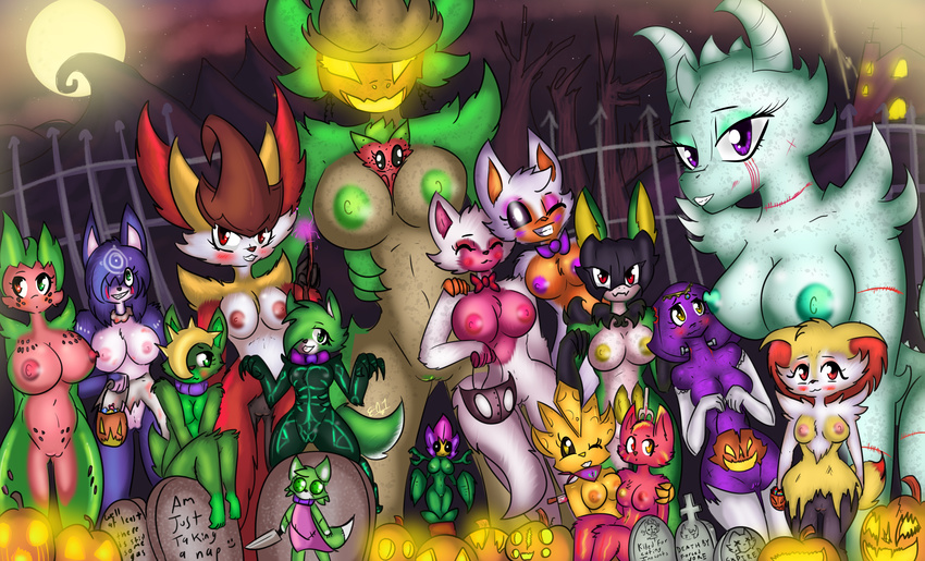 2017 4_toes 5_fingers absurd_res animatronic anthro arbok areola barefoot big_breasts black_fur black_nose black_sclera blue_fur blue_hair blush braixen breasts candy canine cheese chis class_zero clitoris clothing costume delphox dickgirl digital_media_(artwork) dog e-01 english_text eyes_closed fail_zero fake_blood feet female five_nights_at_freddy's five_nights_at_freddy's_2 five_nights_at_freddy's_world flower flower_pot food food_creature fork fox fruit fur glowing glowing_eyes gravestone graveyard green_eyes green_fur green_hair green_nipples green_pussy green_scales grey_fur hair halloween hat hi_res holidays humanoid inner_ear_fluff intersex jack-o'-lantern ketchup knife krystal lolbit_(fnaf) looking_at_viewer machine magic mammal mangle_(fnaf) melon melondy_(e-01) merry_(e-01) moon multi_penis multicolored_fur mustard night nintendo nipples nude one_eye_closed open_mouth orange_fur outside paws penis pink_fur pink_nipples pink_pussy plant pok&eacute;mon pok&eacute;mon_(species) pumpkin pumpqueen purple_body purple_eyes purple_scales purple_skin pussy red_body red_eyes red_fur red_pussy red_skin reptile robot sally_(e-01) scales scalie scarf serperior simple_background size_difference smile star star_fox tag_panic text that_flower_what_appears_in_your_lawn_but_nobody_gives_a_single_fuck_of_her_(character) tina_(e-01) toes tree two_tone_fur video_games watermelon white_eyes white_fur white_scales wini wink wolf yellow_eyes yellow_fur yellow_nipples zero's_doll zero_one