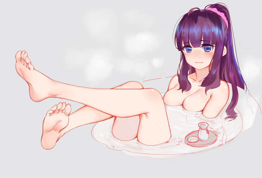 bathing feet kote-sensei naked new_game! sake takimoto_hifumi wet