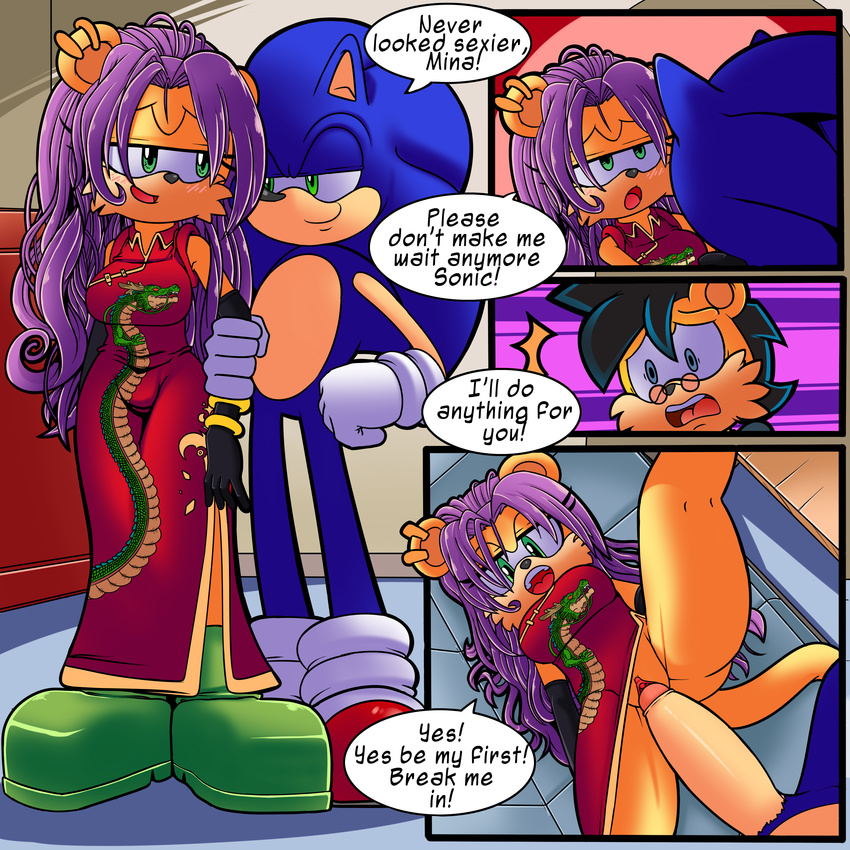 adultery ash_mongoose big_penis breasts clothing comic dreamcastzx1 dress female hedgehog herpestid huge_penis male mammal mina_mongoose mongoose penis sonic_(series) sonic_the_hedgehog