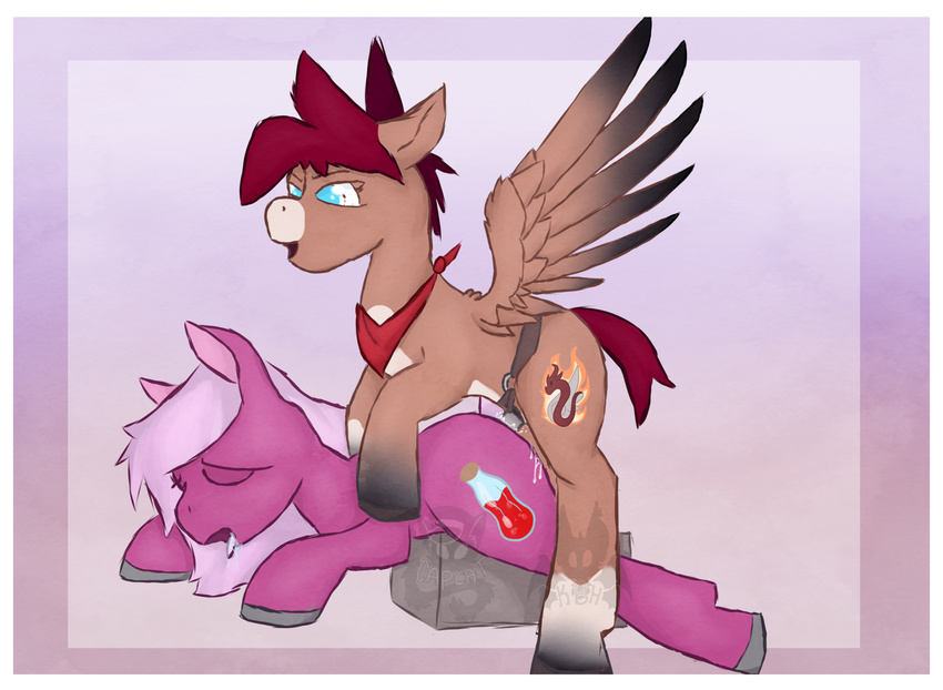 2017 capcat chaoticscourge cutie_mark dildo drooling duo earth_pony equine fan_character feathered_wings feathers female female/female female_penetrating feral feral_on_feral friendship_is_magic hair hi_res horse mammal marble_soda_(capcat) my_little_pony neckerchief open_mouth pegasus pink_hair pony pussy_juice saliva sex sex_toy snap_dragon_(chaoticscourge) spread_wings strapon tongue tongue_out wings