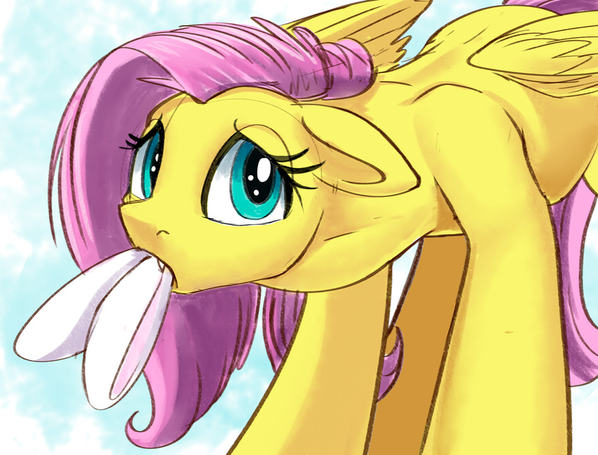 2017 equine eyelashes feathered_wings feathers female feral fluttershy_(mlp) friendship_is_magic hair lagomorph looking_at_viewer mammal my_little_pony neck_bulge pegasus ponythroat rabbit vore wings
