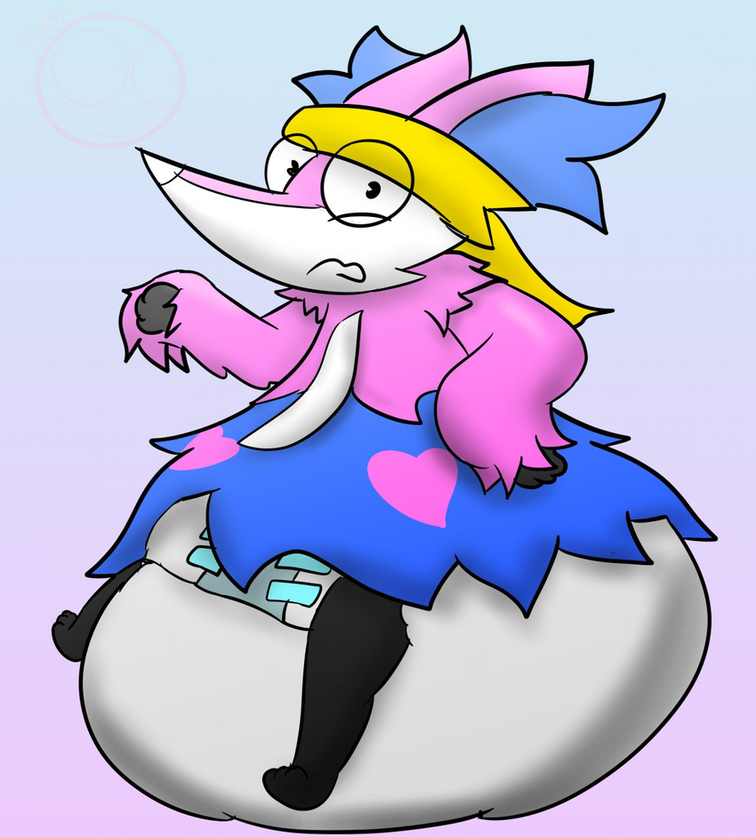 alternate_color anthro big_diaper blonde_hair delphox diaper female hair nintendo pok&eacute;mon pok&eacute;mon_(species) rockxi_(character) simple_background solo tagme thumty video_games