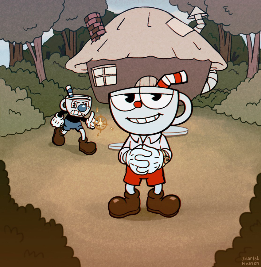 animate_inanimate cup cuphead_(character) cuphead_(game) humanoid hut meme mugman object_head parody starletheaven watch