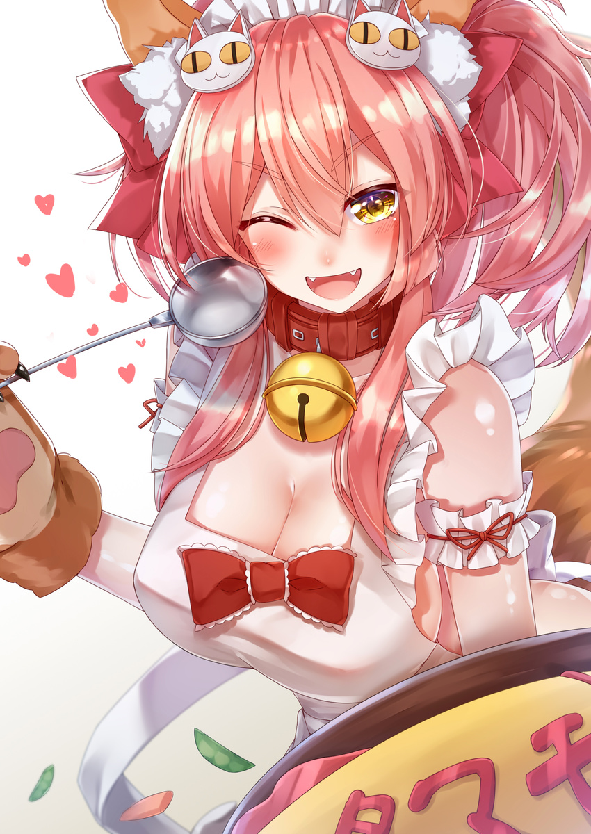 animal_ears caster_(fate/extra) cleavage fate/grand_order naked_apron tail