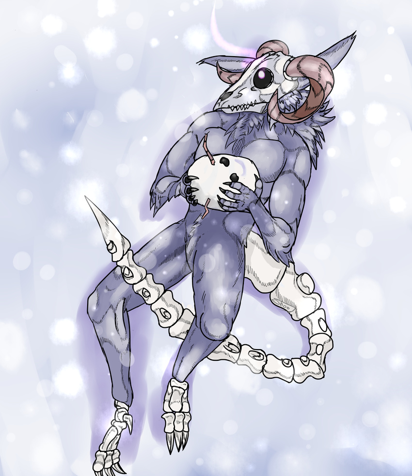 anthro bone canine cute horn mammal muscular mythical skeleton skull snow wendigo wolf