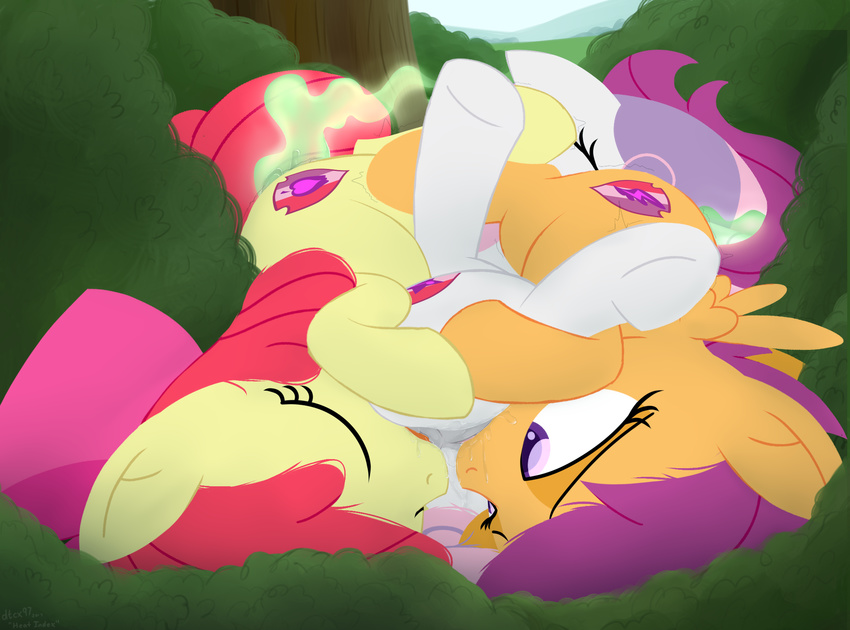 2017 69_position anal apple_bloom_(mlp) cunnilingus cutie_mark cutie_mark_crusaders_(mlp) dtcx97 earth_pony equine eyes_closed feathered_wings feathers female female/female feral feral_on_feral friendship_is_magic glowing group group_sex hair hair_bow hair_ribbon hi_res hooves horn horse lying magic mammal multicolored_hair my_little_pony on_side oral outside pegasus pony purple_eyes purple_hair pussy pussy_juice red_hair ribbons rimming scootaloo_(mlp) sex sweetie_belle_(mlp) threesome two_tone_hair underhoof unicorn vaginal wings young