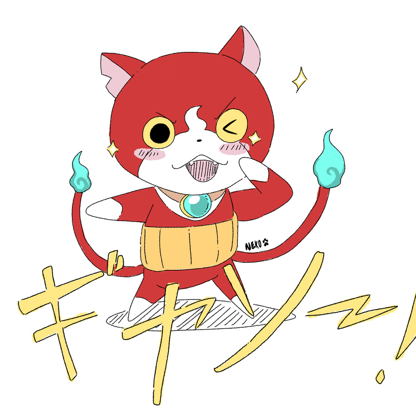 cat demon feline fur japanese_text jibanyan kitsune_neko-chan mammal red_fur text video_games yo-kai_watch