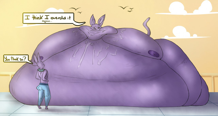 beeerus belly bloated cat champa dragon_ball dragon_ball_super feline inisuu male mammal obese overweight
