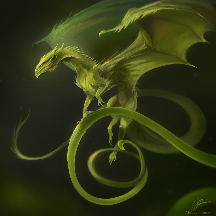 2017 alectorfencer ambiguous_gender claws digital_media_(artwork) dragon feral horn membranous_wings simple_background solo spines wings