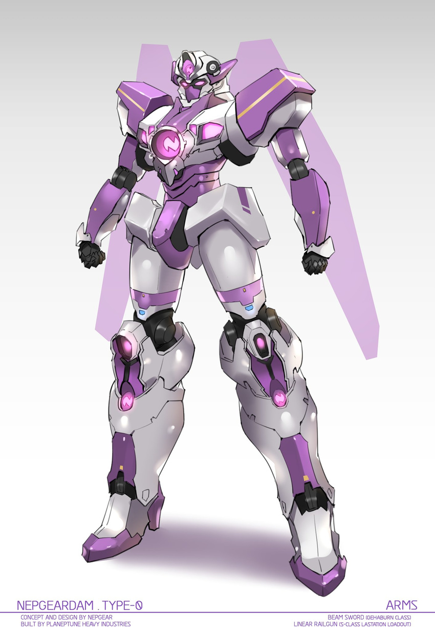 glowing_eyes gundam highres mecha neptune_(series) no_humans robot sendrawz solo