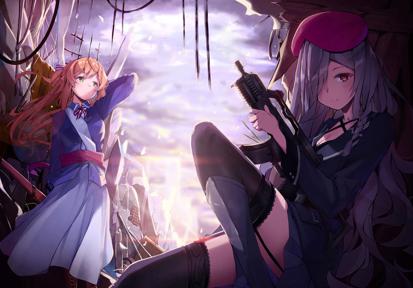 2girls g36_(girls_frontline) girls_frontline pot-palm tagme