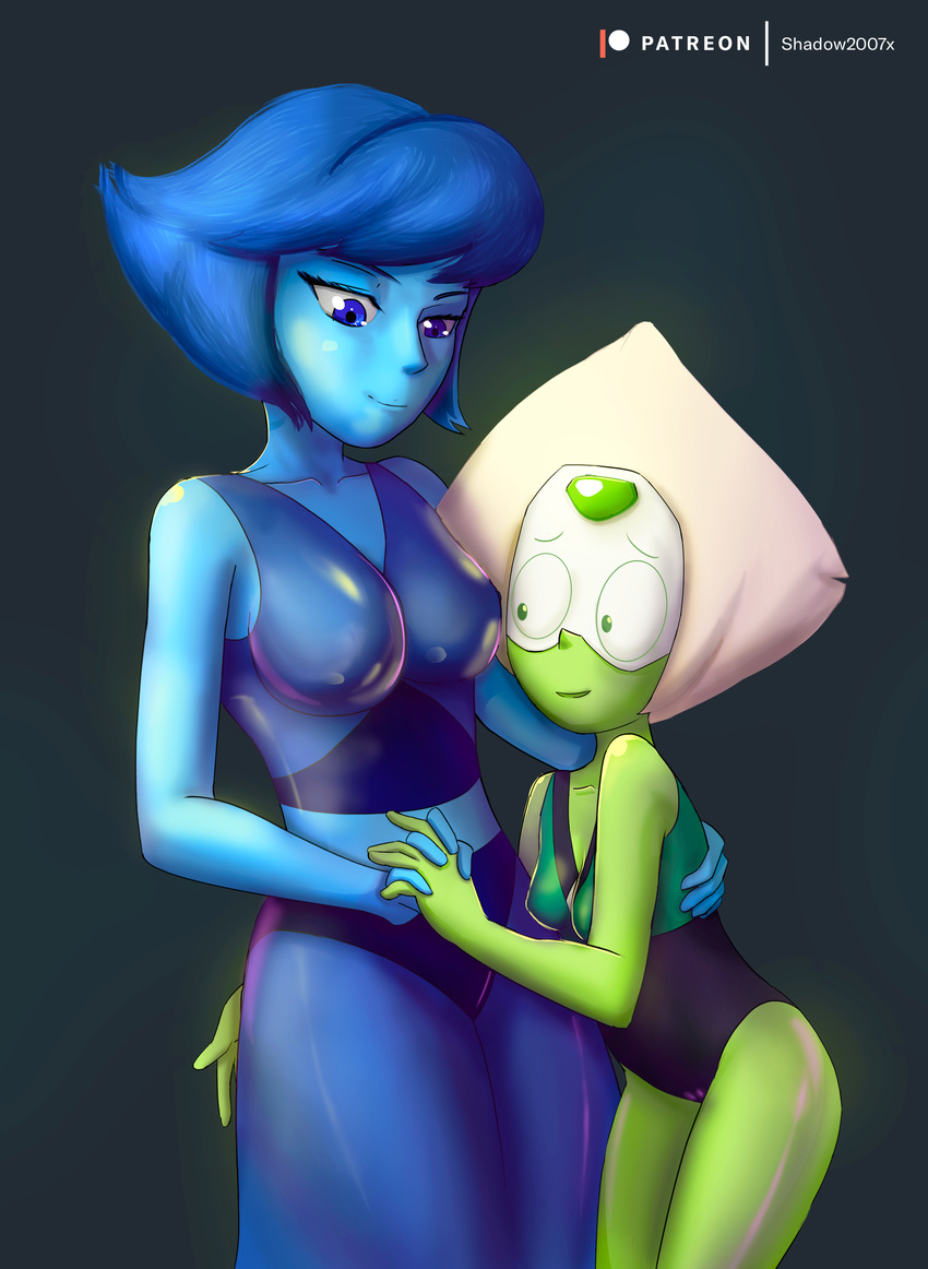 alien anime blue_skin cartoon_network commission cristalgem deletethistag digital_media_(artwork) female female_only gem gem_(species) green_skin humanoid lapidot lapis_lazuli_(steven_universe) lapislazuli lesbian love patreon peridot_(steven_universe) photoshop shadow2007x steven_universe stevenuniverse yuri