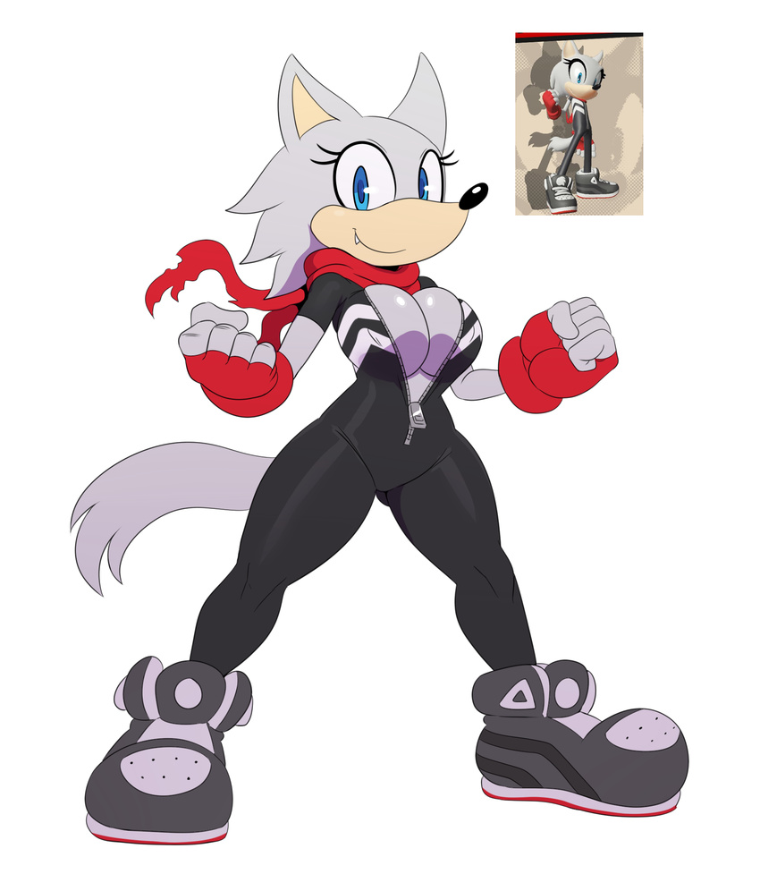 anthro blue_eyes breasts canine cleavage clothed clothing custom_character_(sonic_forces) female looking_at_viewer mammal simple_background solo sonic_(series) sonic_forces sssonic2 white_background wolf