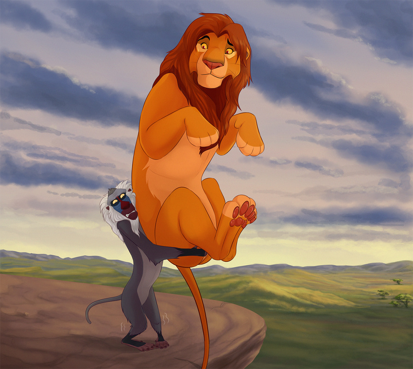 baboon big_(disambiguation) carrying cat disney feline heavy lift_(disambiguation) lion malaika4 male mammal monkey primate rafiki simba size_difference the_lion_king