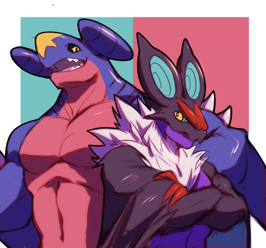 anthro garchomp group male muscular muscular_male nintendo noivern orzero pecs pok&eacute;mon pok&eacute;mon_(species) video_games