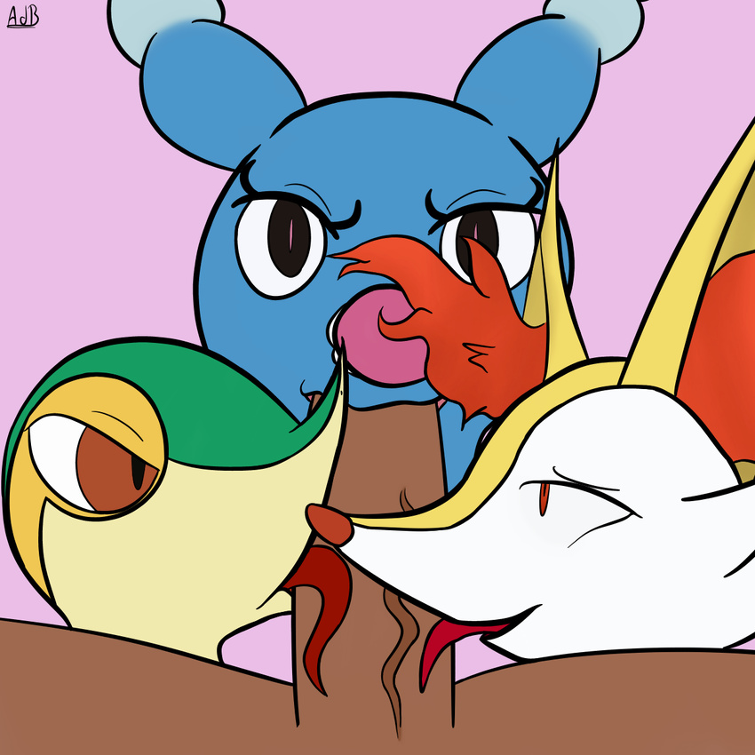 atendedordeboludos bestiality braixen brionne fellatio female feral foursome group group_sex human interspecies male male/female mammal nintendo oral pok&eacute;mon pok&eacute;mon_(species) pok&eacute;philia sex simple_background snivy tongue tongue_out video_games