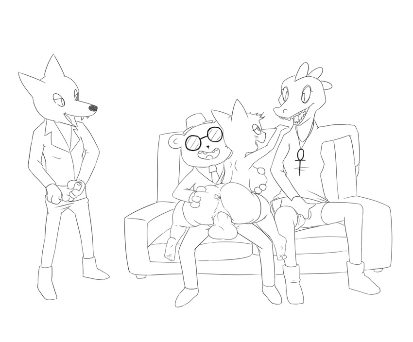 ahegao alligator angus_(nitw) ankh anthro anus bea_(nitw) being_watched big_breasts big_butt black_and_white boots breast_grab breasts butt canine cat clothing crocodilian feline female fingering fingering_self footwear fox gregg_(nitw) hand_on_breast jacket jewelry legwear looking_pleasured mae_(nitw) male male/female male_penetrating mammal masturbation monochrome necklace necktie night_in_the_woods nude open_mouth penetration penile_masturbation penis pussy reptile scalie sex sharp_teeth sitting sofa spread_butt spreading standing stockings sweater teeth undershirt unknown_artist vaginal vaginal_masturbation whiskers