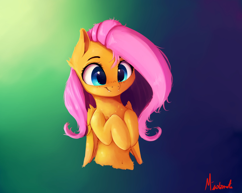 2017 equine feathered_wings feathers female fluttershy_(mlp) freckles friendship_is_magic hair hi_res mammal miokomata my_little_pony pegasus smile solo wings