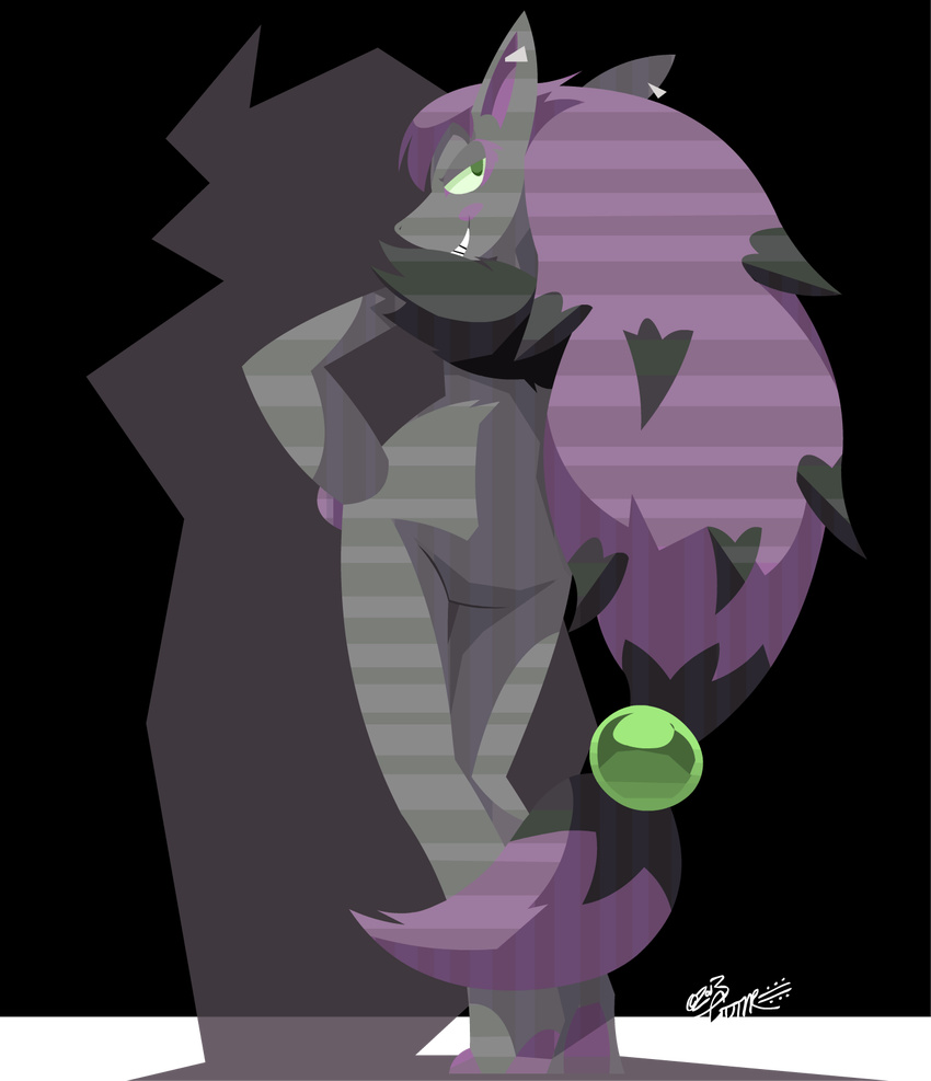 2013 alpha_channel alternate_color ambiguous_gender anthro black_background canine digital_media_(artwork) epicguitar green_eyes green_sclera grin hi_res lighting lineless looking_back mammal nintendo pok&eacute;mon pok&eacute;mon_(species) seductive signature simple_background smile solo video_games zoroark