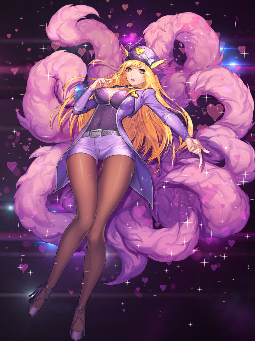 ahri animal_ears cleavage hayanpool heels league_of_legends pantyhose tail