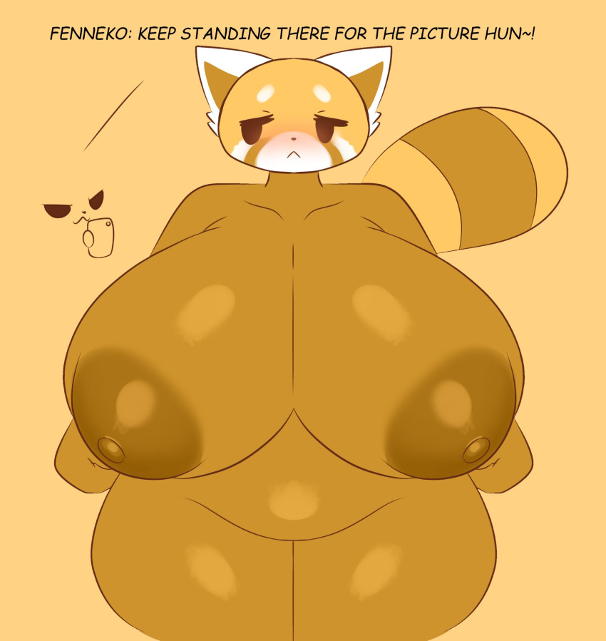 aggretsuko ailurid anthro areola belly big_breasts blush breasts brown_body brown_fur canid canine duo electronics facial_markings featureless_crotch female fennec fenneko fox fur head_markings hi_res huge_breasts huge_thighs hyper hyper_breasts mammal markings multicolored_body multicolored_fur nipples nude orange_body orange_fur phone red_panda retsuko sanrio simple_background simple_eyes slightly_chubby slightly_chubby_anthro slightly_chubby_female standing striped_markings striped_tail stripes tail tail_markings taking_picture tha_randomu thick_thighs white_body white_fur