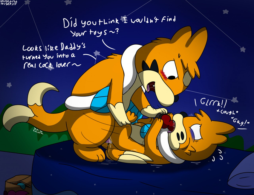 abuse anal anal_penetration anthro bad_parenting bui buizel dildo dildo_in_mouth duo father father_and_son floatzel forced incest iopkluj123 male male/male nintendo parent penetration pok&eacute;mon pok&eacute;mon_(species) rape sex_toy son video_games zandermanith