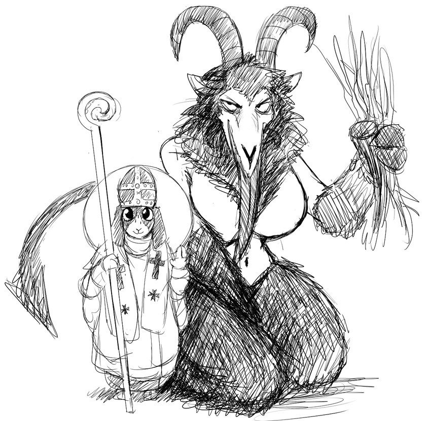 anthro big_breasts breasts caprine christmas costume demon featureless_breasts female goat halo hladilnik holidays horn krampus larger_female long_tongue lucy_(hladilnik) male mammal navel size_difference smaller_male smile spade_tail staff tommy_(hladilnik) tongue tongue_out