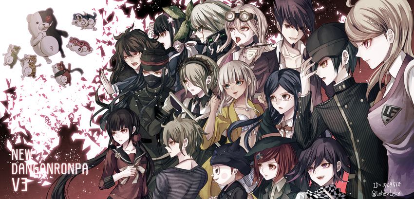 6+girls akamatsu_kaede amami_rantarou black_hair blonde_hair blue_eyes chabashira_tenko danganronpa everyone gokuhara_gonta green_eyes green_hair harukawa_maki highres hoshi_ryouma iruma_miu keebo momota_kaito monodam monofunny monokid monokuma monosuke monotarou_(danganronpa) multiple_boys multiple_girls new_danganronpa_v3 ouma_kokichi pink_eyes red_eyes red_hair saihara_shuuichi shinguuji_korekiyo shirogane_tsumugi toujou_kirumi yonaga_angie yumeno_himiko z-epto_(chat-noir86)