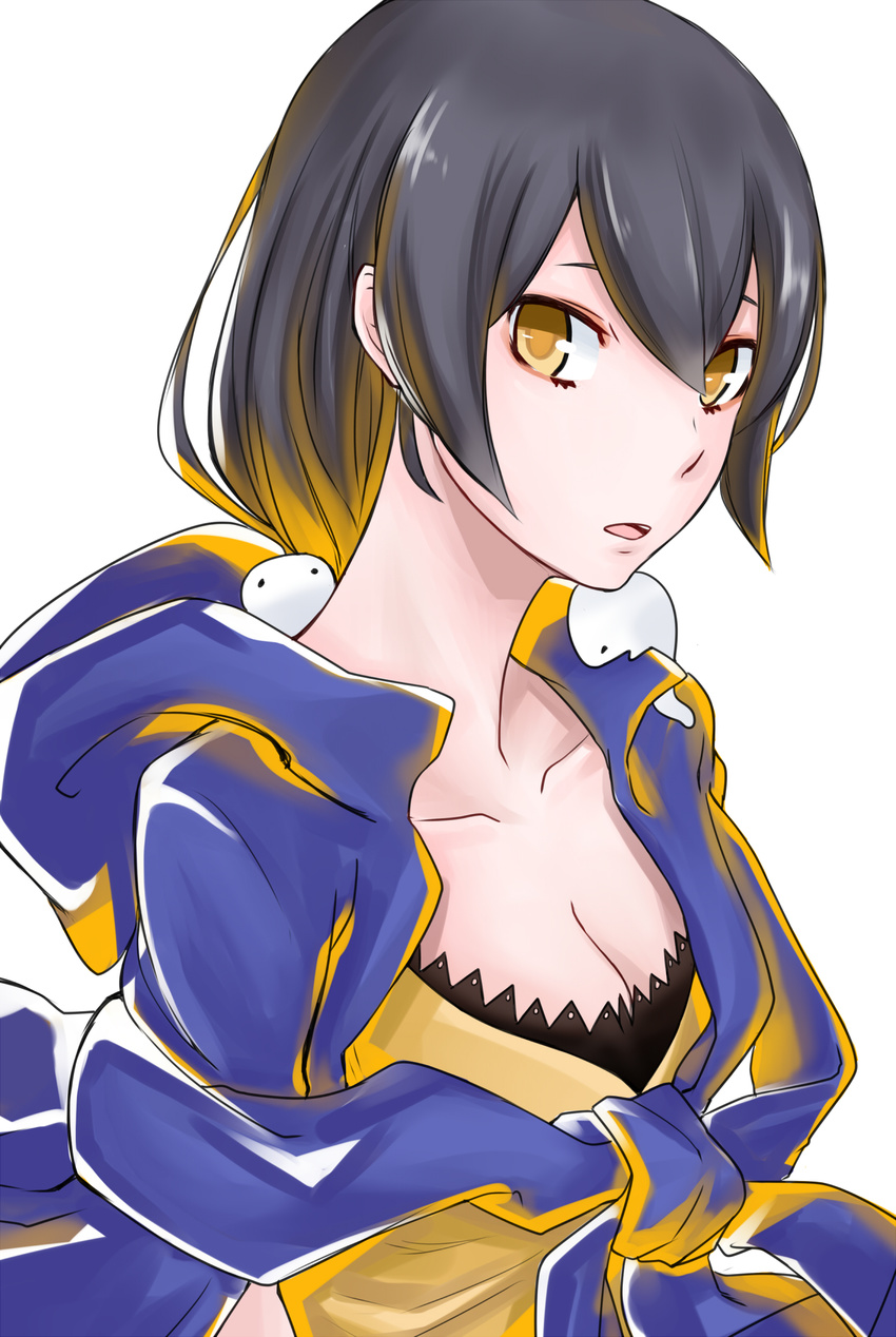 1girl artist_request bandai blue_hair blush breasts digimon digimon_story:_cyber_sleuth_hacker's_memory female long_hair looking_at_viewer mishima_erika shiny shiny_skin solo yellow_eyes
