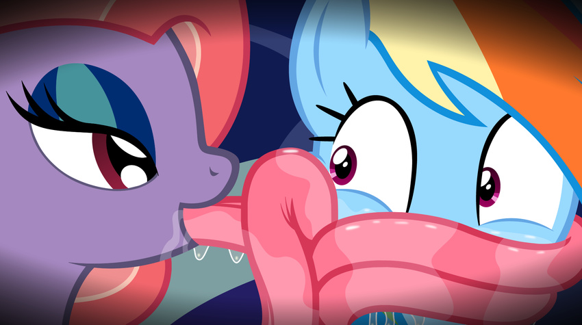 akaname badumsquish bedroom_eyes drooling equine fan_character female friendship_is_magic gag half-closed_eyes licking long_tongue mammal my_little_pony pegasus prehensile_tongue rainbow_dash_(mlp) saliva scared seductive suggestive surprise tongue tongue_out wings youkai