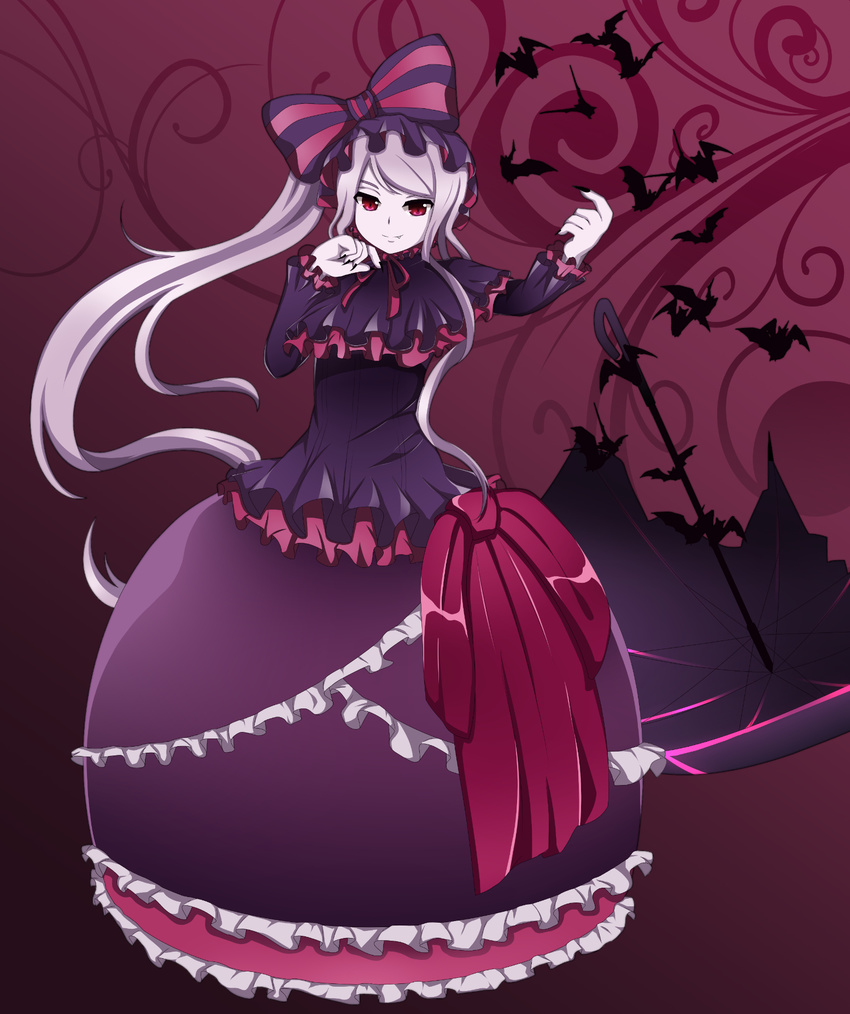 1girl bats fang lavender_hair long_hair nails overlord_(maruyama) red_eyes shalltear_bloodfallen tagme umbrella vampire