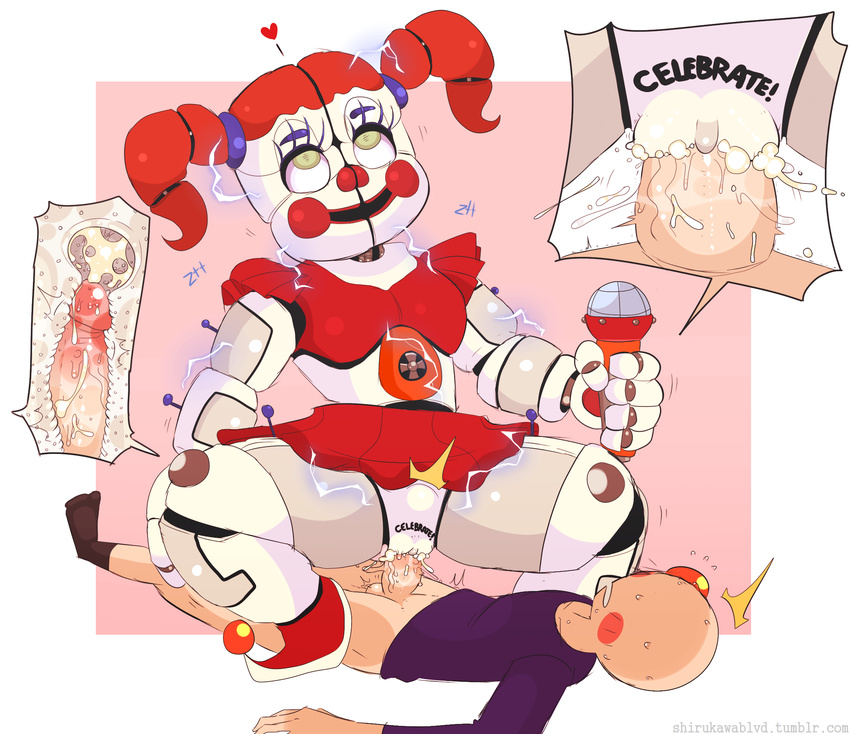 &lt;3 animatronic baby_(fnafsl) blush clothing cowgirl_position cum cum_in_pussy cum_inside cutaway digital_media_(artwork) eggshoppe electrocution erection eye_roll female five_nights_at_freddy's fucked_silly green_eyes hair human human_on_humanoid humanoid humanoid_penis internal machine male male/female male_penetrating mammal microphone mind_break not_furry on_top open_mouth orgasm penetration penis pigtails pussy red_hair red_nose robot sex shirukawaboulevard simple_background sister_location skirt smile sound_effects spread_legs spreading vaginal vaginal_penetration video_games
