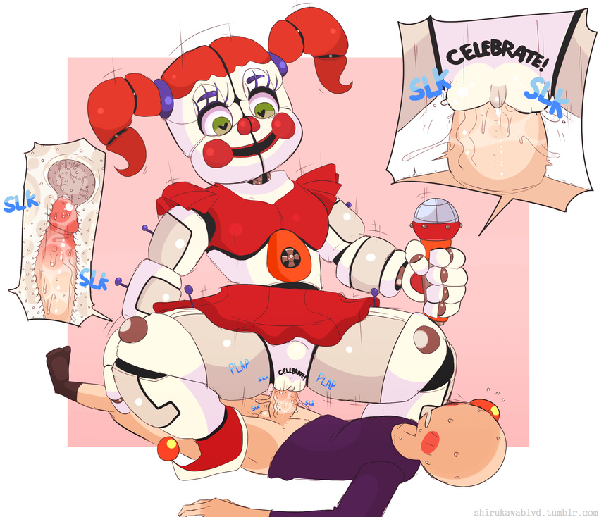 &lt;3 &lt;3_eyes animatronic baby_(fnafsl) blush clothing cowgirl_position cutaway digital_media_(artwork) eggshoppe erection female five_nights_at_freddy's green_eyes hair human human_on_humanoid humanoid humanoid_penis internal machine male male/female male_penetrating mammal microphone not_furry on_top open_mouth penetration penis pigtails pussy red_hair red_nose robot sex shirukawaboulevard simple_background sister_location skirt smile sound_effects spread_legs spreading vaginal vaginal_penetration video_games
