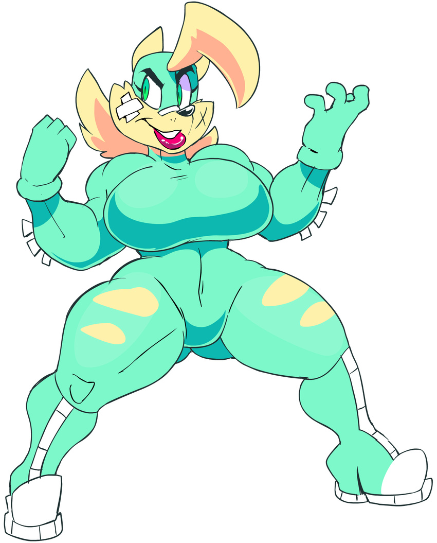 2018 alpha_channel anthro big_breasts breasts butt_from_front canine clothing dog female gloves green_eyes hi_res lipstick makeup mammal mask muscular smile solo super_planet_dolan superhero superhero_dog_(vimhomeless) thick_thighs torn_clothing vimhomeless
