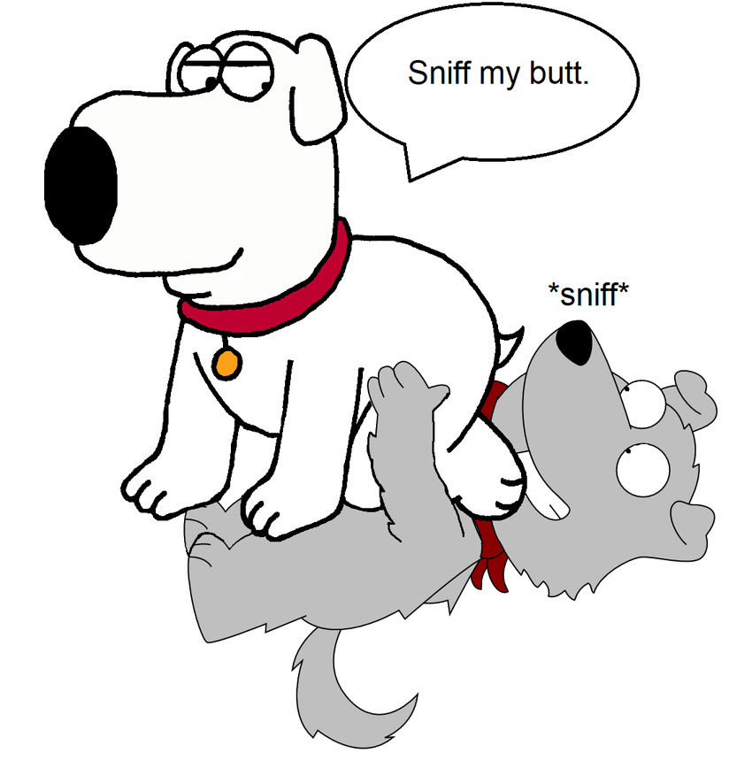 brian_griffin butt_sniffing canine dialogue dog family_guy i-love-tigres_(artist) labrador male male/male mammal ms_paint new_brian sniffing