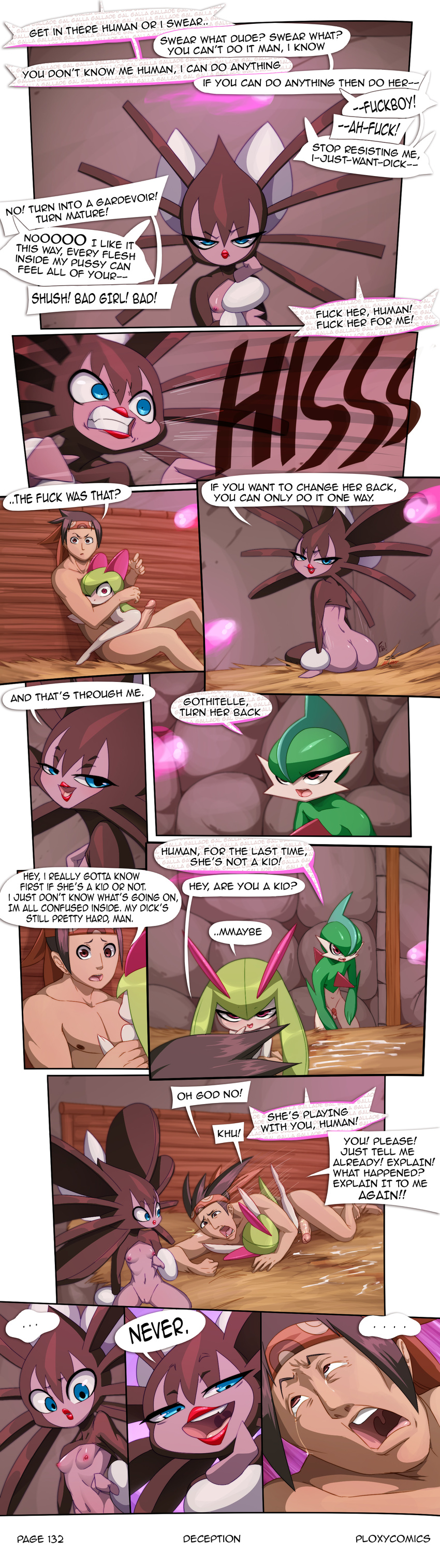 ... breasts comic crying dialogue english_text erection female gallade gothitelle human human_on_humanoid humanoid kirlia male mammal masterploxy nintendo nipples nude open_mouth penis pok&eacute;mon pok&eacute;mon_(species) size_difference speech_bubble tears text video_games young